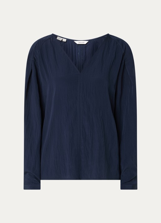 Selected Iona tuniek met V-hals - voorkant 2 donkerblauw