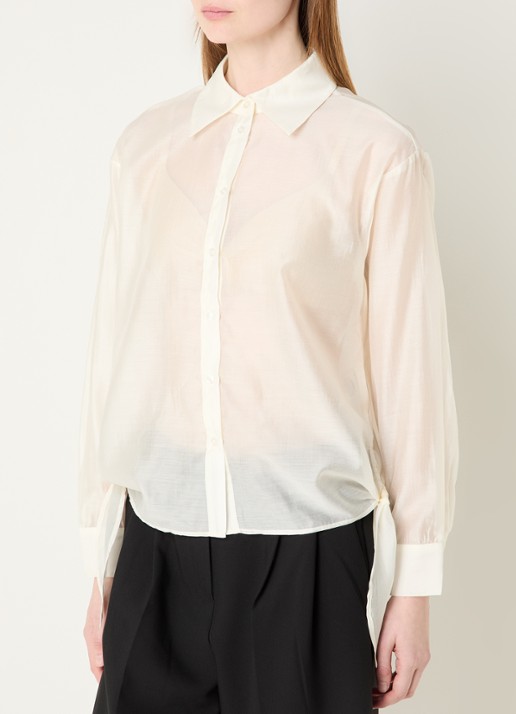 Selected Iris semi-transparante blouse met gestrikt detail