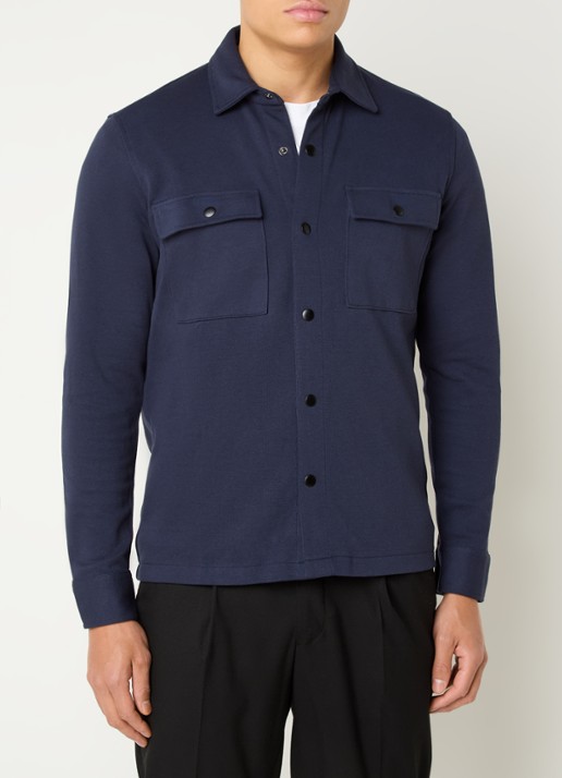 Selected Jackie overshirt in  katoenblend - detail 3 donkerblauw