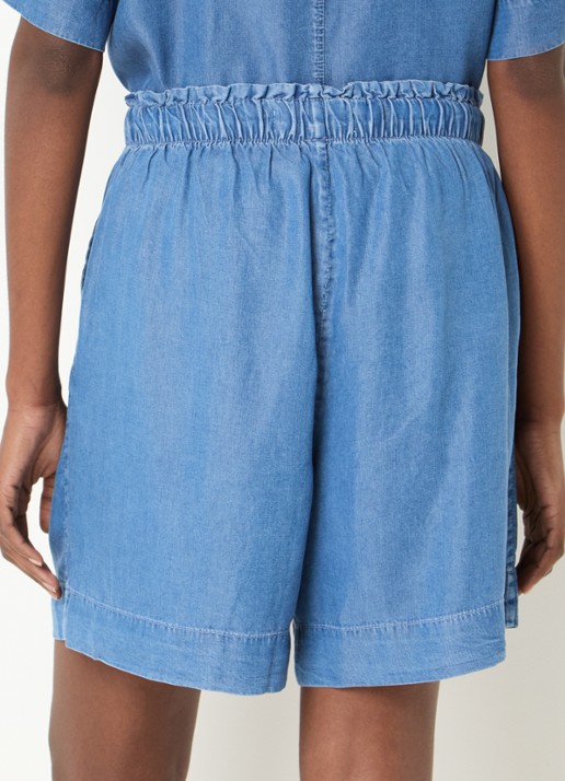 Selected Janna high waist loose fit korte broek met steekzakken - achterkant 3 blauw