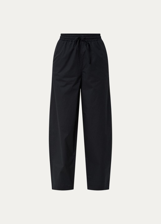Selected Juma high waist straight fit broek in  katoenblend - voorkant zwart