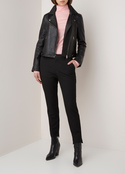 Selected Katie bikerjack van lamsleer - voorkant 2 zwart