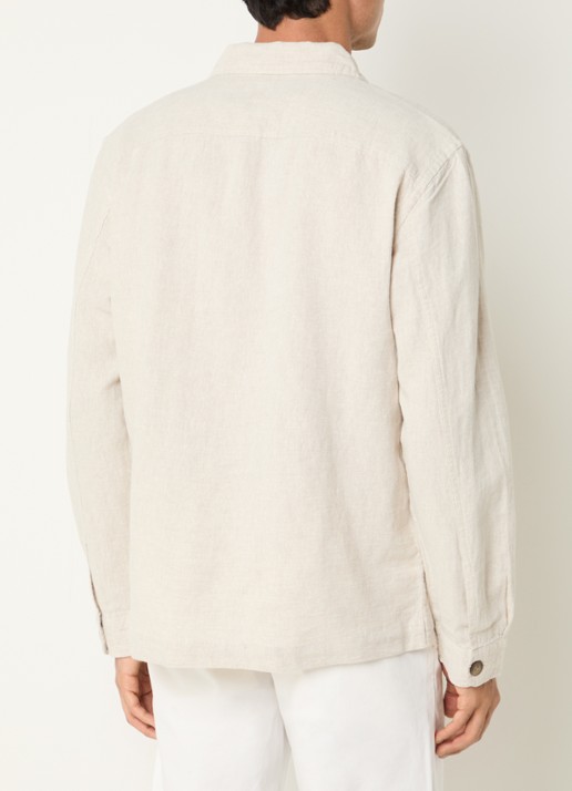 Selected Leroy regular fit overshirt met borstzakken - achterkant beige