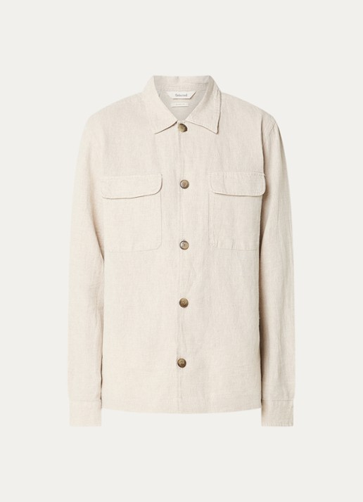 Selected Leroy regular fit overshirt met borstzakken - voorkant 2 beige