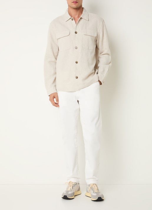 Selected Leroy regular fit overshirt met borstzakken - voorkant 3 beige