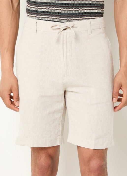 Selected Leroy straight fit korte broek in linnenblend met steekzakken
