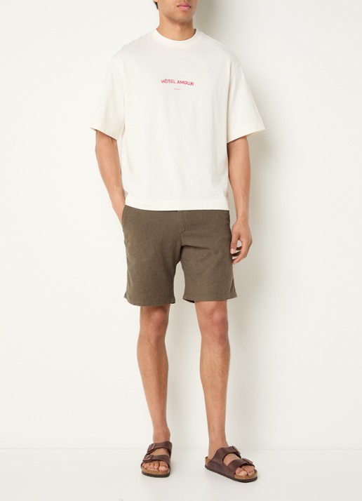 Selected Liam T-shirt met front- en backprint - voorkant 3 creme