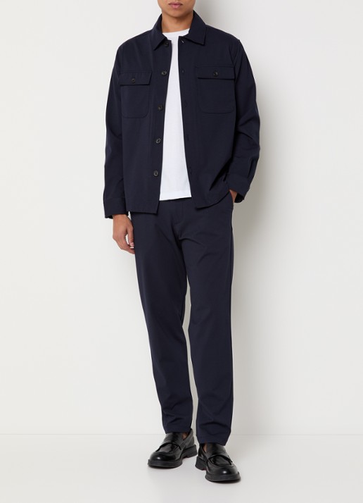 Selected Lorent regular fit overshirt met borstzakken - voorkant 4 donkerblauw