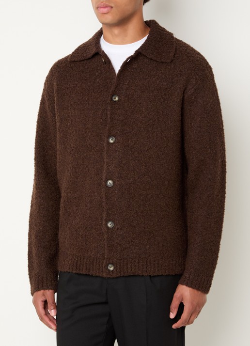 Selected Loyd grofgebreid vest in wolblend met kraag - detail 2 hazelnootbruin