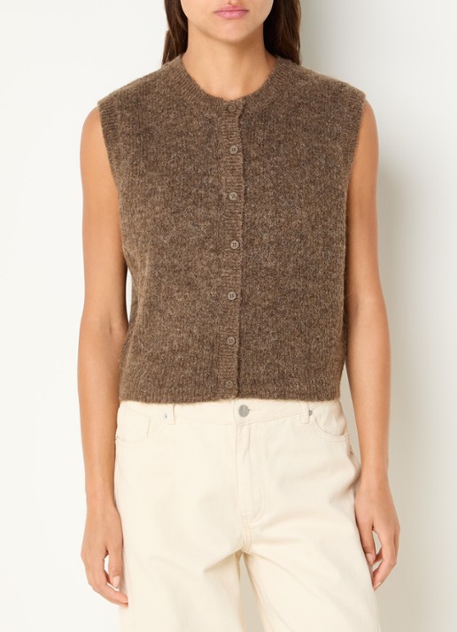 Selected Lulu fijngebreid gilet in wolblend met ronde hals