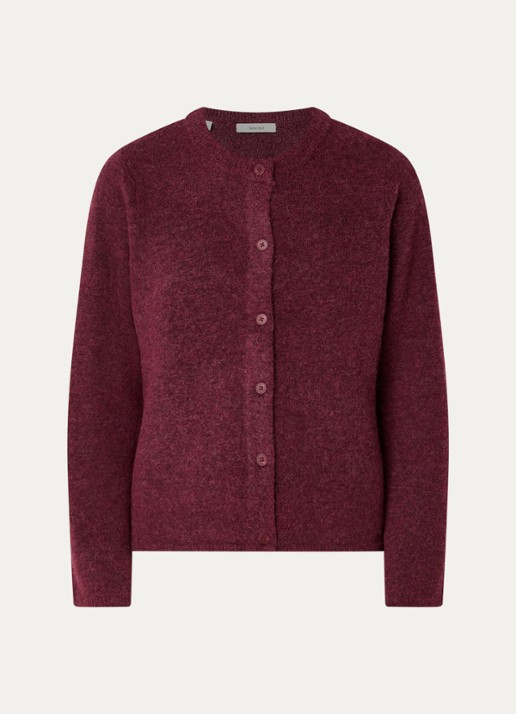 Selected Lulu fijngebreid vest in wolblend met ronde hals - voorkant 3 bordeauxrood
