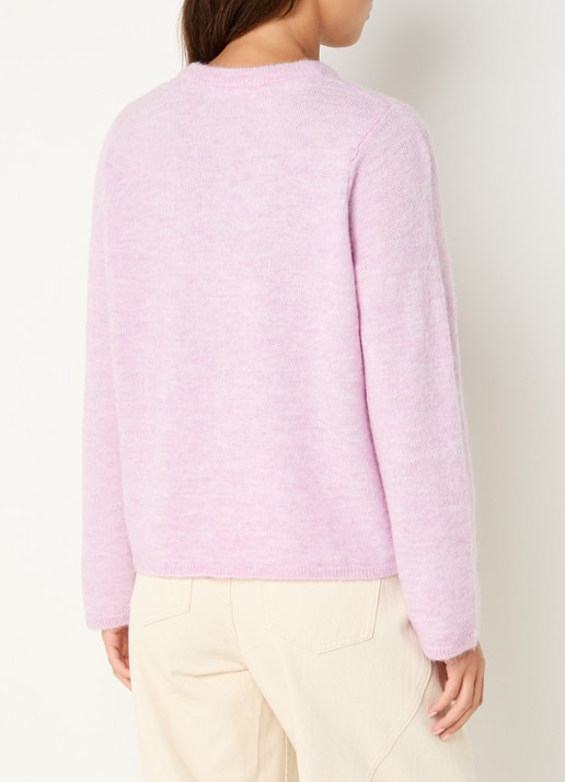 Selected Lulu fijngebreid vest in wolblend met ronde hals - achterkant 4 roze
