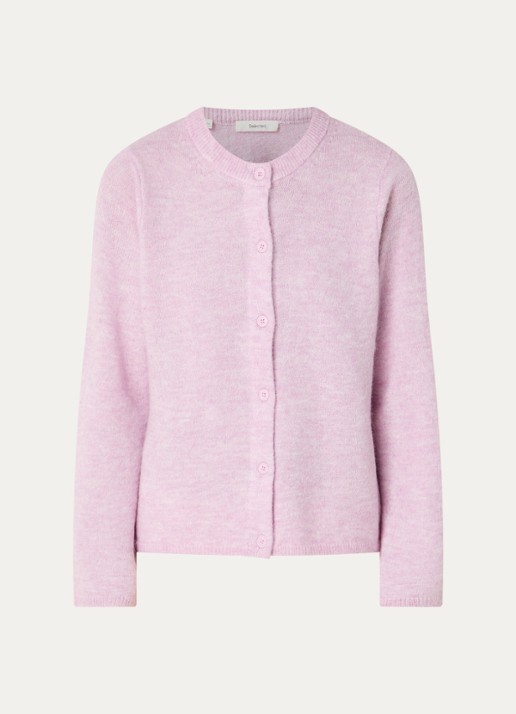 Selected Lulu fijngebreid vest in wolblend met ronde hals - voorkant roze