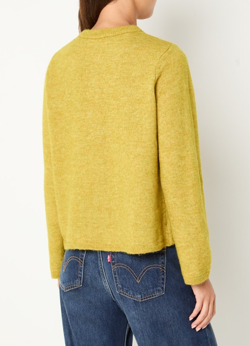Selected Lulu fijngebreid vest in wolblend met ronde hals - achterkant groen