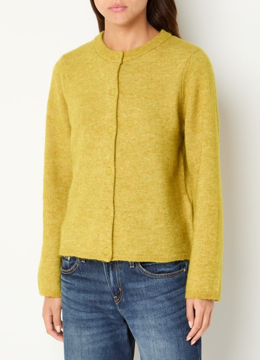 Selected Lulu fijngebreid vest in wolblend met ronde hals - detail 2 groen