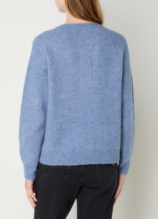 Selected Lulu fijngebreid vest in wolblend - achterkant 5 blauw