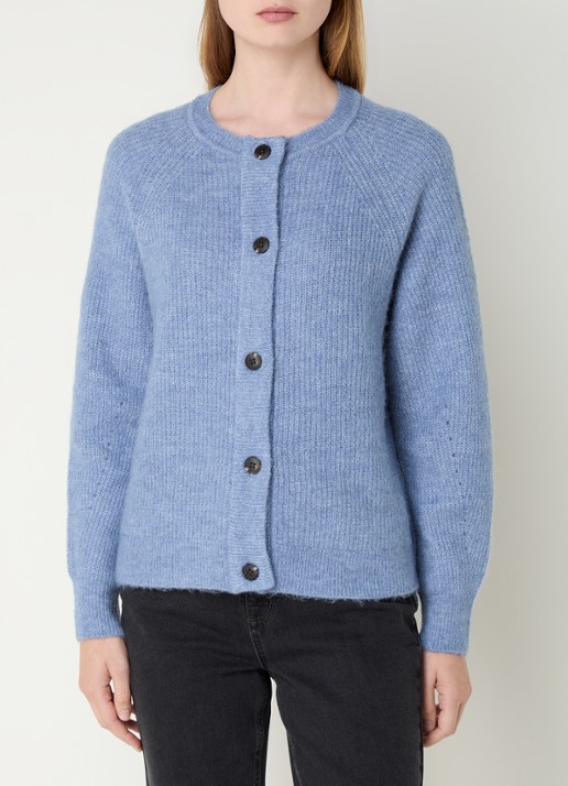 Selected Lulu fijngebreid vest in wolblend - detail 3 blauw