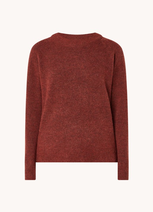 Selected Lulu fijngebreide pullover in wolblend - voorkant 3 donkeroranje