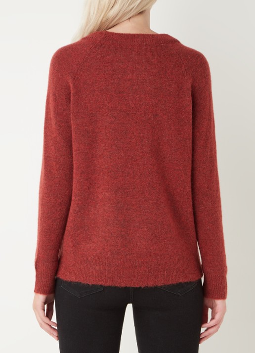 Selected Lulu fijngebreide pullover in wolblend - achterkant 4 steenrood