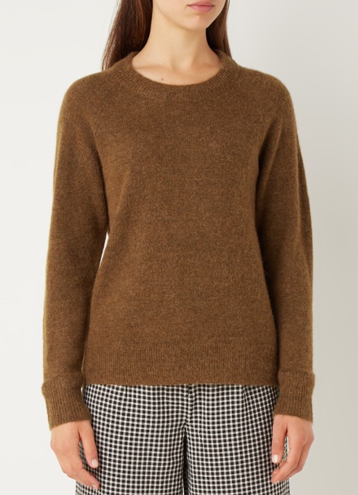 Selected Lulu fijngebreide pullover in wolblend - detail bruin