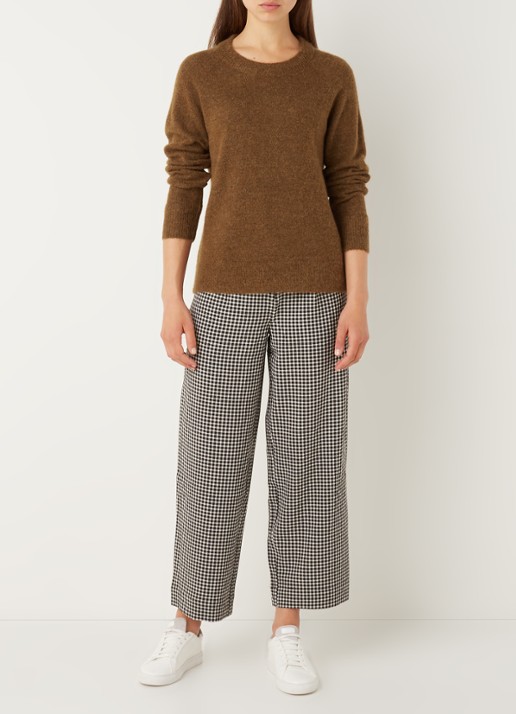 Selected Lulu fijngebreide pullover in wolblend - voorkant 3 bruin