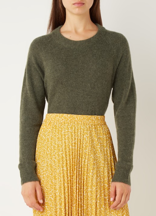 Selected Lulu fijngebreide pullover in wolblend - detail 4 donkergroen