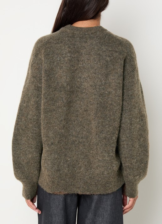 Selected Lulu fijngebreide trui in wolblend met ronde hals - achterkant 3 taupe