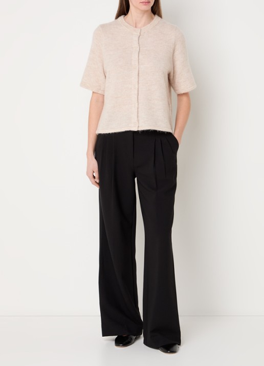 Selected Lulu grofgebreid vest in alpaca wolblend - voorkant 3 zand
