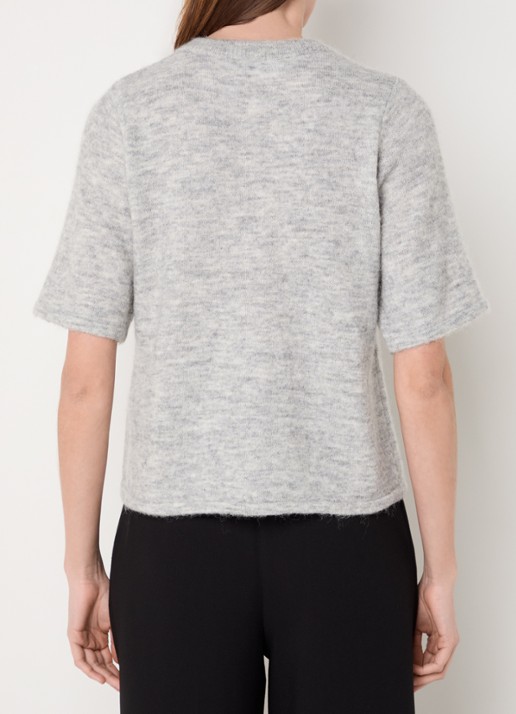 Selected Lulu grofgebreid vest in alpaca wolblend - achterkant lichtgrijs