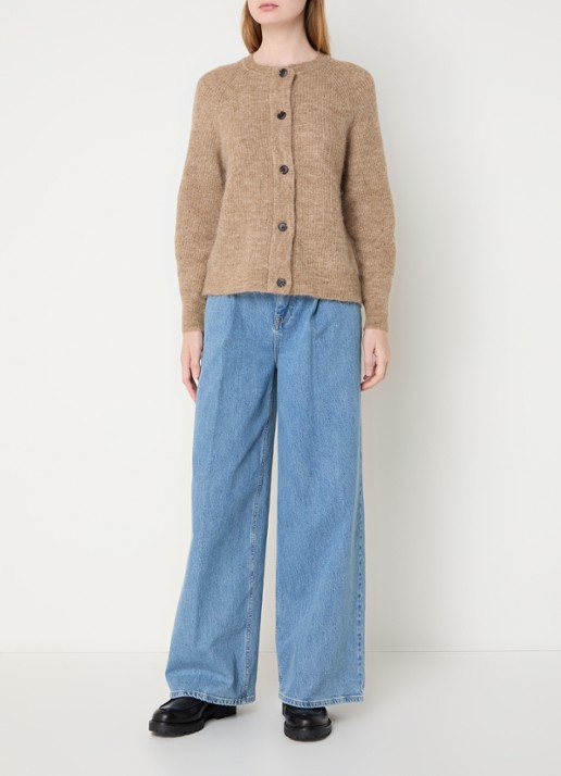 Selected Lulu grofgebreid vest in alpaca wolblend - voorkant 2 camel