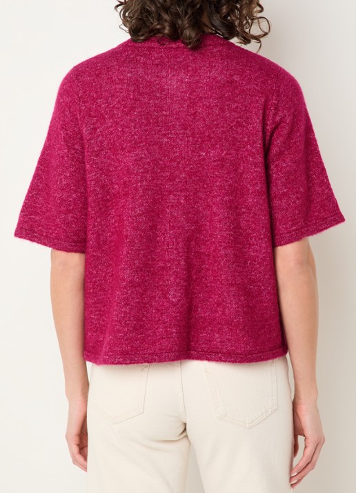 Selected Lulu grofgebreid vest in alpaca wolblend - achterkant cranberryrood