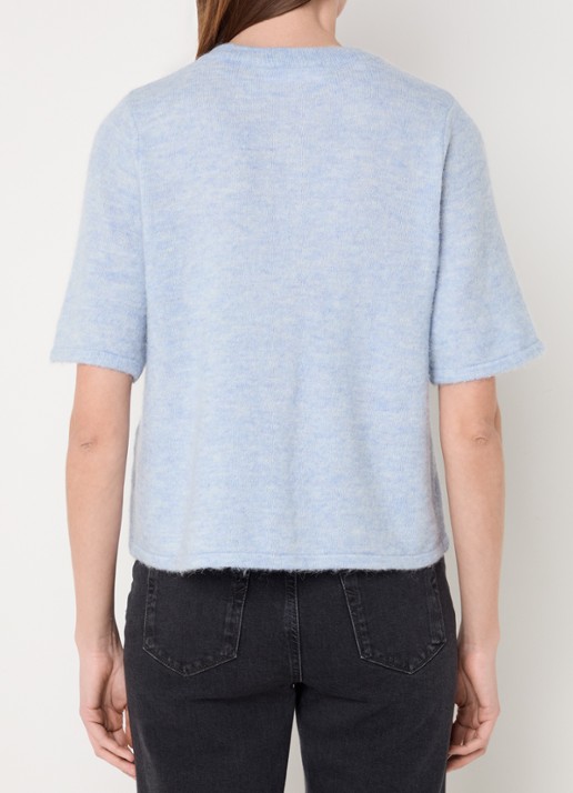 Selected Lulu grofgebreid vest in alpaca wolblend - achterkant blauw