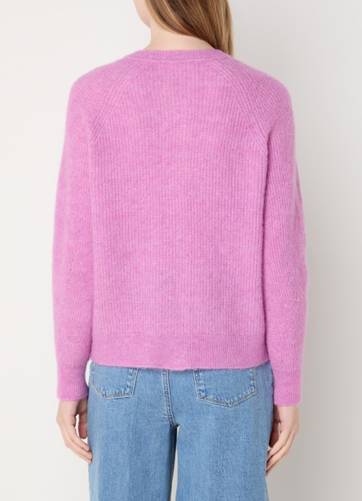 Selected Lulu grofgebreid vest in alpaca wolblend - achterkant 4 roze