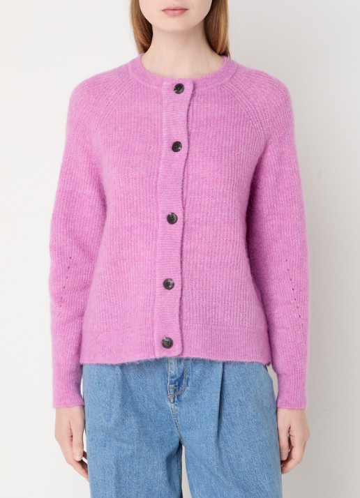 Selected Lulu grofgebreid vest in alpaca wolblend - detail roze
