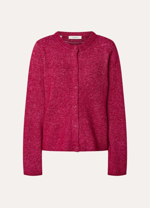 Selected Lulu grofgebreid vest in alpaca wolblend - voorkant 3 cranberryrood