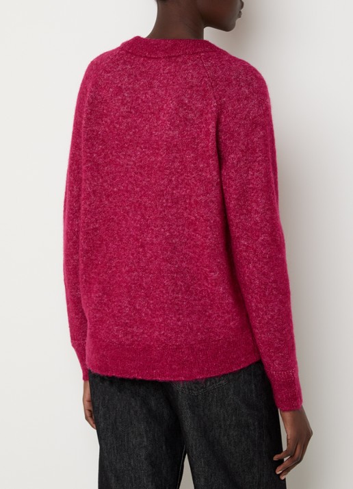 Selected Lulu grofgebreide trui in alpaca wolblend - achterkant cranberryrood