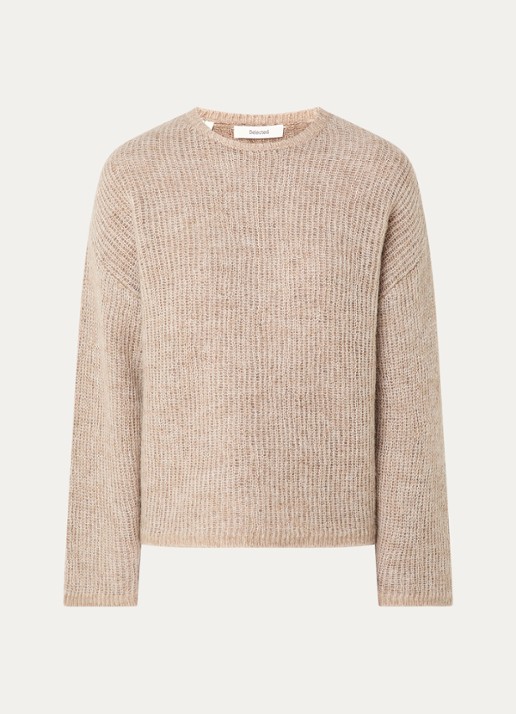 Selected Lulu grofgebreide trui in alpaca wolblend - voorkant 2 zand