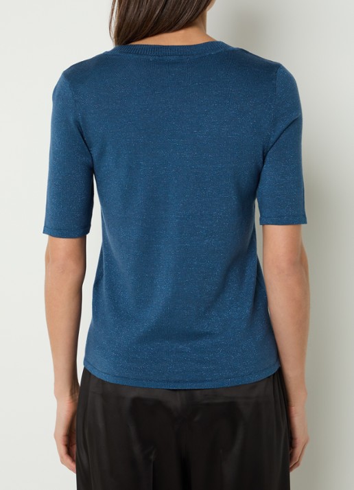 Selected Lura trui  met lurex - achterkant staalblauw