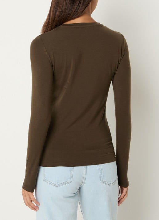 Selected Manja longsleeve met ronde hals - achterkant 2 bruin