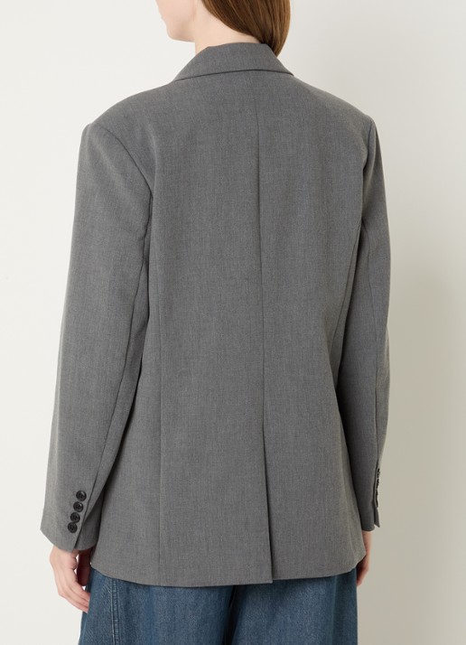 Selected Mara oversized blazer in wolblend met klepzakken - achterkant grijs