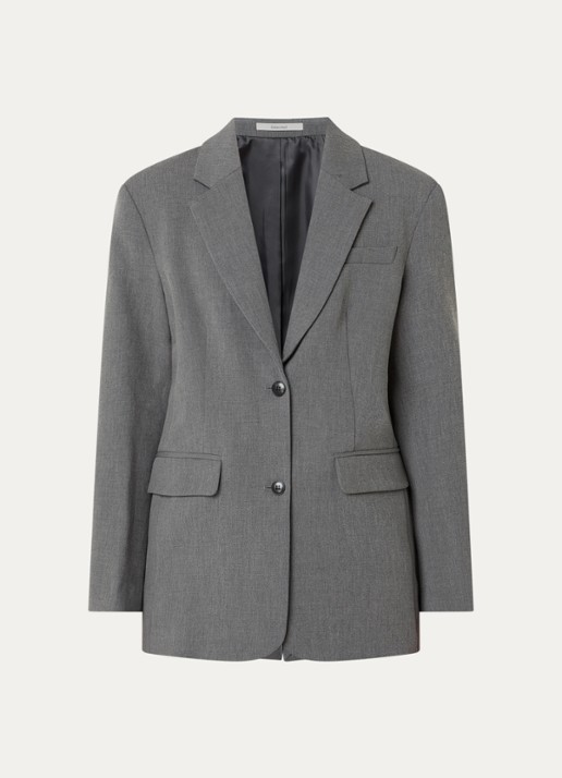 Selected Mara oversized blazer in wolblend met klepzakken - voorkant 3 grijs