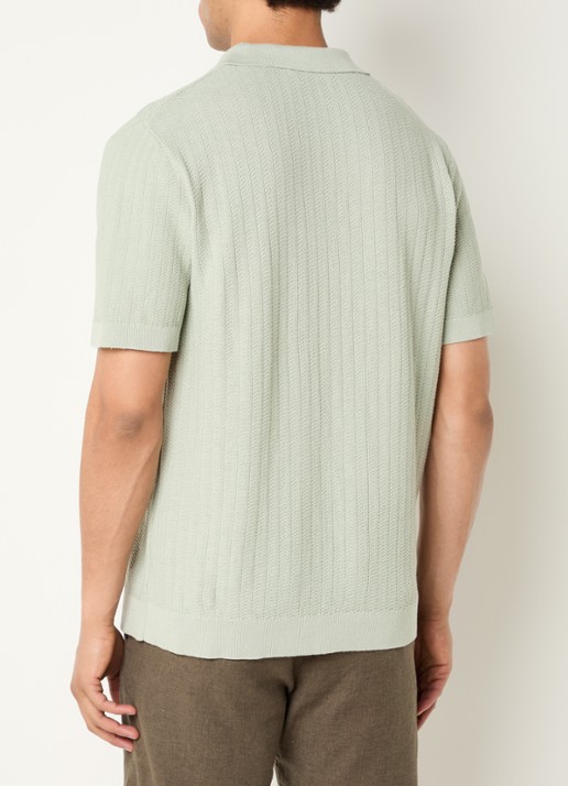 Selected Mattis regular fit polo in linnenblend - achterkant 4 lindegroen