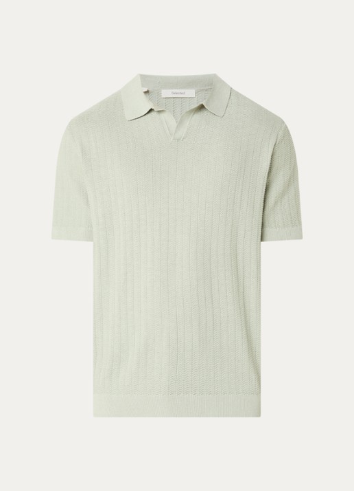Selected Mattis regular fit polo in linnenblend - voorkant lindegroen