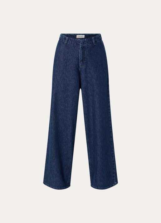 Selected Mella-Bora high waist wide leg jeans  - voorkant 3 indigo
