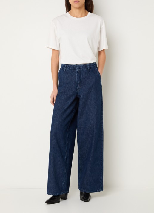 Selected Mella-Bora high waist wide leg jeans  - voorkant 4 indigo
