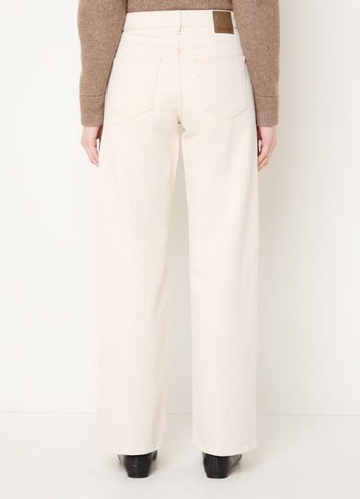 Selected Mid waist straight fit jeans met gekleurde wassing - achterkant creme