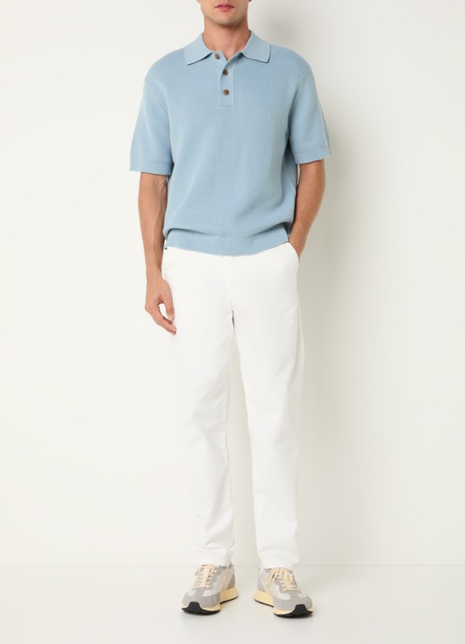 Selected Miles slim fit chino met steekzakken - voorkant 3 gebroken wit
