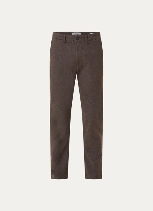 Selected Miles slim fit chino met steekzakken - voorkant 3 bruin