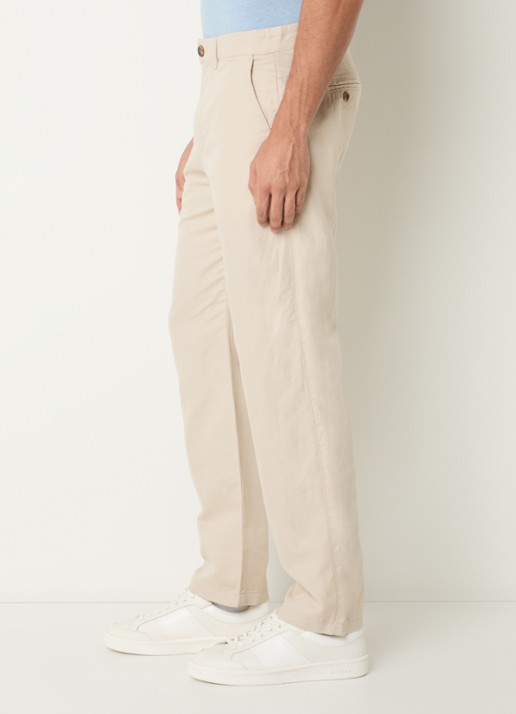 Selected Miles straight fit chino in linnenblend met steekzakken - detail 2 beige