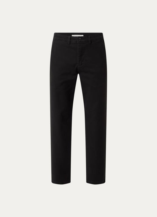 Selected Miles straight leg chino met steekzakken - voorkant 4 zwart